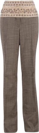 Stella McCartney Kristalversierde wollen broek - Dames - Slim Fit Broeken - Grijs - S - Wol - Broeken