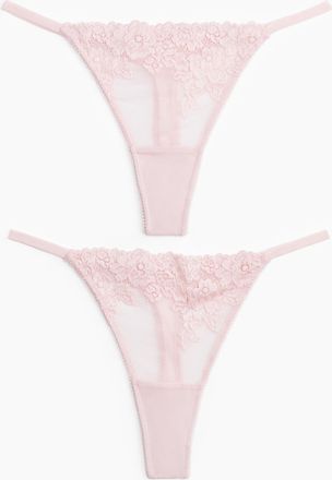 H&M 2er-Pack Tangas mit Spitze - Pink