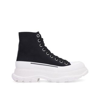 Alexander McQueen Black Canvas High Top Womens Sneakers