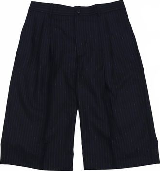 Ferragamo Mens Striped Wool Shorts In Navy