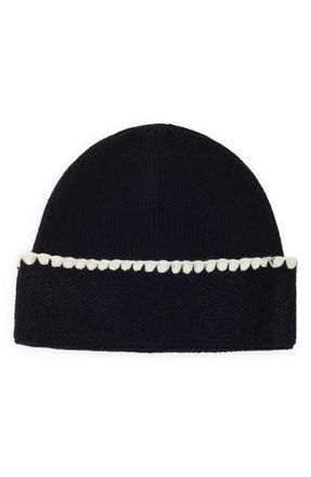 Vince Camuto Whipstitch Cuff Beanie in Black White at Nordstrom Rack