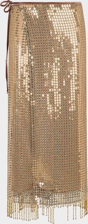 Roberto Cavalli Sequined Fishnet Midi Wrap Skirt