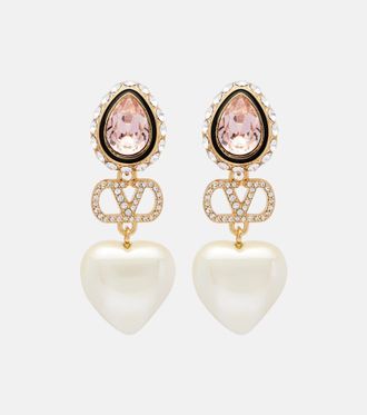 Valentino VLogo embellished drop earrings