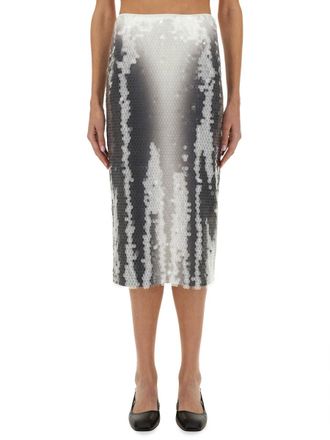 Sportmax Gradient Sequined Midi Skirt With Fitted Silhouette