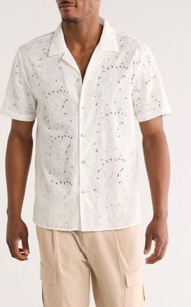 Bonobos Riviera Cotton Short Sleeve Shirt in White Floral Eyelet at Nordstrom Rack, Size Xx-Large