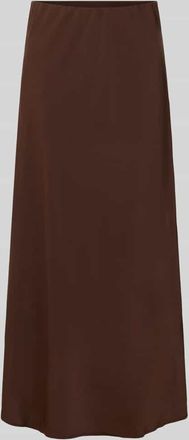 Pieces Ausgestellter Midi-Rock mit elastischem Bund Modell FRANAN in Schoko, Gr&ouml;&szlig;e XS