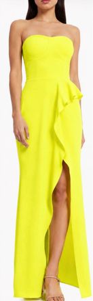 Dress The Population Kai Strapless Evening Gown In Lemongrass
