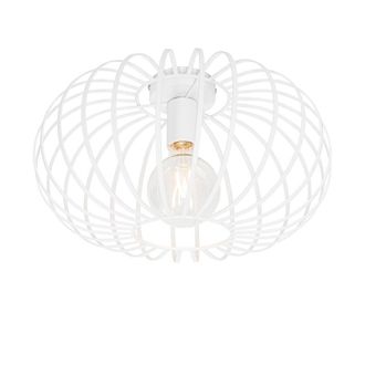 QAZQA Qazqa - Dise&ntilde;o Plaf&oacute;n De Dise&ntilde;o Blanco 39 Cm - Johanna Acero Redonda Adecuado Para Led Max. 1 X 40 Watt