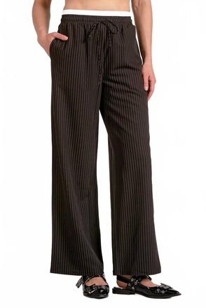 Elan Trent Pant With Pinstripes In Black Stripe
