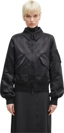 Yohji Yamamoto Satin Bomber Jacket - Dames - Bomber jackets - Zwart - XS - Katoen - Jassen