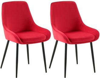Clp Juego De 2 Sillas De Comedor Elmira Rojo Metal Negro Mate
