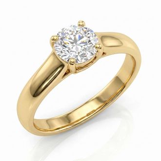 Pompeii3 1Ct Diamond Solitaire Engagement Ring in 14k Yellow Gold Lab Grown Size Selectable