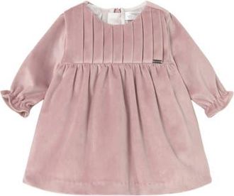 MAYORAL Velvet Pleated Dress with Ruffle Cuffs in Pink at Nordstrom, Size 12M