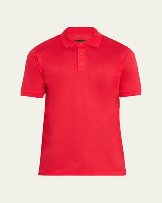 Kiton Mens Cotton Pique Polo Shirt