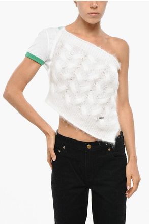 Dsquared2 Double-Fabric One-Shoulder Crop Top size Xxs