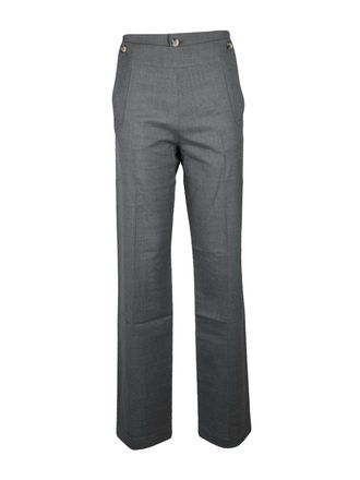 Vivienne Westwood High-Waist Grey Virgin Wool Sailor Trousers with Button Closure