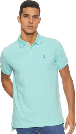 U.S.Polo Association Mens Classic Polo Shirt, Jade Green Heather, Large