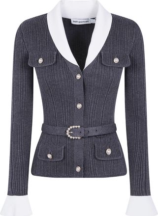 Self Portrait Sweater Ribbed Knit Cardigan