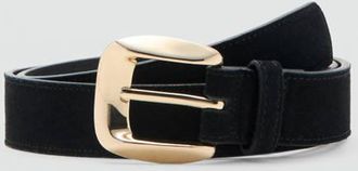 Mango Cintura crosta di cuoio fibbia quadrata nero - Donna - XL - MANGO