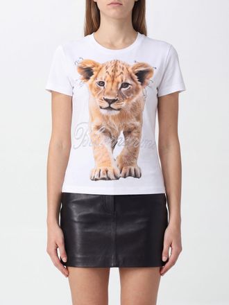 Blumarine Slim Fit Cotton T-Shirt with Rhinestone Logo
