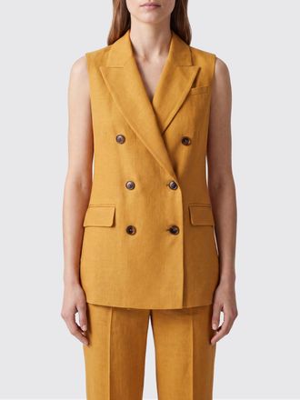 Herno Double-Breasted Linen Waistcoat with Lapels and Flap Pockets