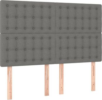 vidaXL Cabecero Con Luces Led Tela Gris Oscuro 144x5x118/128 Cm Vidaxl