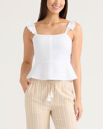 Ellen Tracy Womens Ruffle Sleeve Top