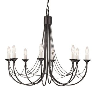 Loops 8 Bulb Chandelier LIght Gothic Style Ivory Colour Candle Tube Black LED E14 60W