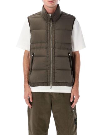 Stone Island Green Stand Collar Quilted Vest