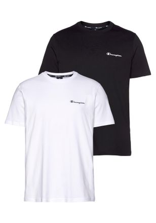 Champion T-Shirt CHAMPION, Herren, Gr. XXXL (56), schwarz-weiss (wei&szlig;, schwarz), Obermaterial: 100% Baumwolle, Basic h&uuml;ftlang, Rundhals, Shirts T-Shirt