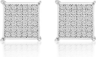 Pompeii3 1/3Ct Pave Round Cut Natural Diamond Studs Screw Back White Gold Womens Earrings