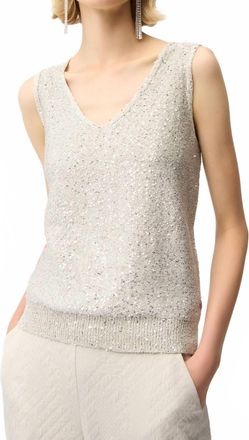 Joseph Ribkoff Glamorous V-Neck Sleeveless Pullover Camisole In Moonstone