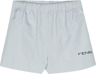 Fendi elasticated-waistband shorts - women - Polyester - M - Blue