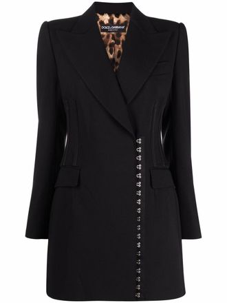 Dolce & Gabbana side-fastening virgin wool coat - women - Goat Fur/Polyester/Spandex/Elastane/Spandex/Elastane/Viscose/Virgin Wool/Wool - 40 - Black