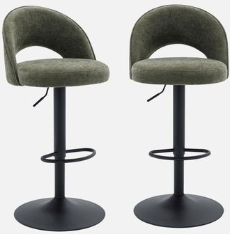 Sweeek Set di 2 sgabelli da bar regolabile in metallo e tessuto con base nera