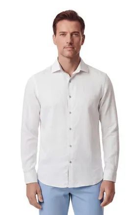 Lords of Harlech Linen Long Sleeve Shirt in White at Nordstrom, Size Xx-Large