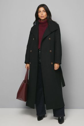 Wallis Womens Funnel Neck Coat - Black - Size 18 UK