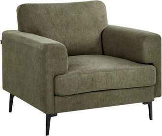 Beliani Armchair Green Fabric Upholstery Iron Legs Minimalistic Mid Cenutry Modern Style LOUSTO