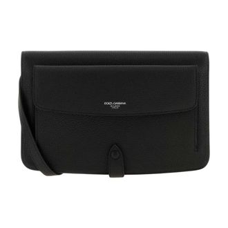 Dolce & Gabbana Calfskin Clutch Bag - Heren - Tassen - Zwart - Maat: ONE Size Leer
