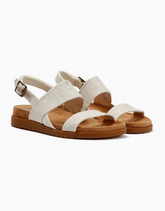 Toms Womens TOMS Marin Slingback Textile Womens Natural Sandals - White - Size: 4