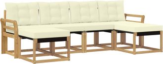vidaXL Conjunto De Sof&aacute;s De Exterior 6 Uds. Blanco Y Crema Vidaxl