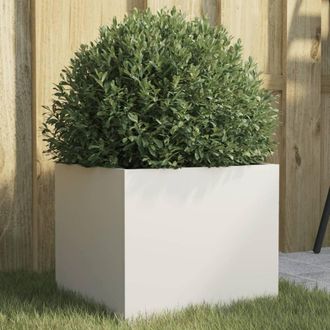 Berkfield Home Planter White 32x30x29 cm Steel | Size: 32 x 30 x 29 cm