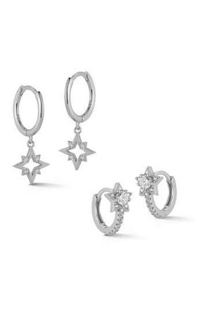 Glaze Jewelry Star Hoop Earrings Set in Silver at Nordstrom Rack