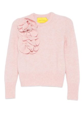 Marques Almeida ruffled flower sweater - Roze