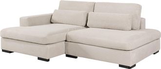 Vente-Unique Sof&aacute; rinconera izquierda convertible en terciopelo beige SELIORA