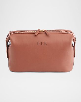 Royce Leather Monogrammed Large Leather Toiletry Bag, Personalized