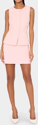 Milly Bryn Sleeveless Tweed Top In Blush