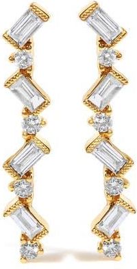 House of Brilliance 14K Yellow Gold 1/2 Cttw Diamond Zig Zag Drop Earrings at Nordstrom