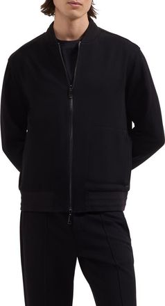 Bugatchi Soft Touch Knit Reversible Bomber Jacket in Black at Nordstrom, Size Xx-Large