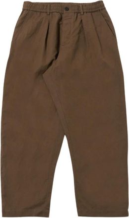 Universal Works Khaki Linnen Slub Weave Wijde Pijp Broek - Heren - Wijde Broeken - Bruin - W28 - Linnen - Broeken